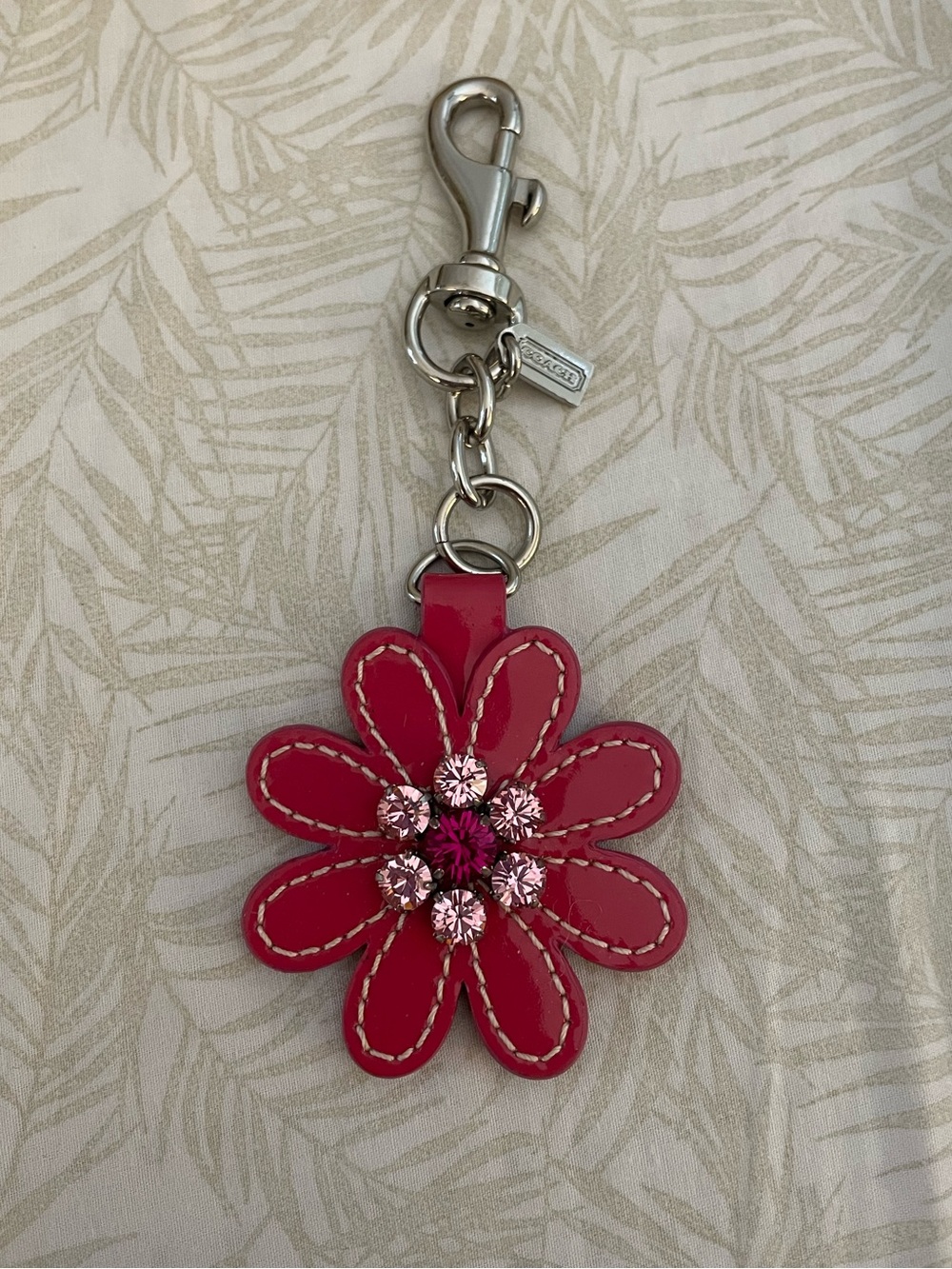 Coach Y2K Pink Floral Charm Keychain